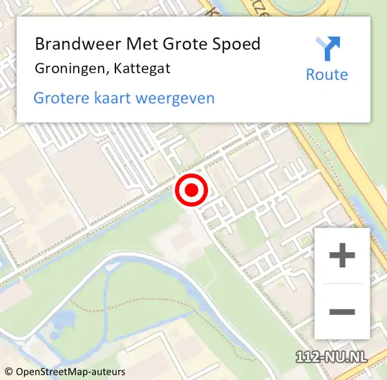Locatie op kaart van de 112 melding: Brandweer Met Grote Spoed Naar Groningen, Kattegat op 11 januari 2023 14:14