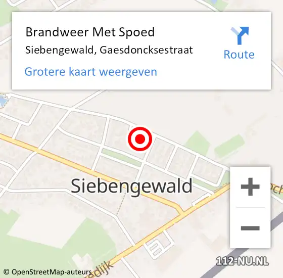 Locatie op kaart van de 112 melding: Brandweer Met Spoed Naar Siebengewald, Gaesdoncksestraat op 11 januari 2023 14:48