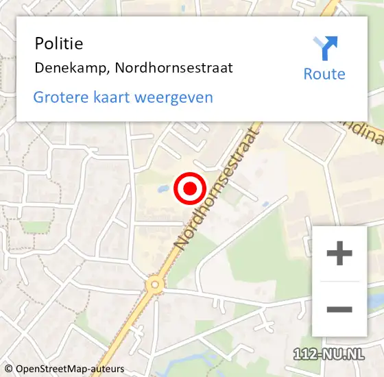 Locatie op kaart van de 112 melding: Politie Denekamp, Nordhornsestraat op 11 januari 2023 15:01