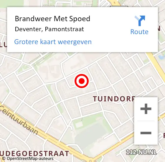 Locatie op kaart van de 112 melding: Brandweer Met Spoed Naar Deventer, Pamontstraat op 11 augustus 2014 19:18