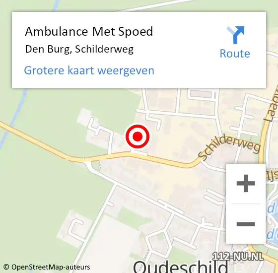 Locatie op kaart van de 112 melding: Ambulance Met Spoed Naar Den Burg, Schilderweg op 11 januari 2023 16:55