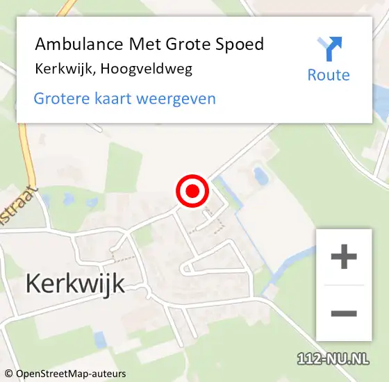 Locatie op kaart van de 112 melding: Ambulance Met Grote Spoed Naar Kerkwijk, Hoogveldweg op 11 januari 2023 17:59