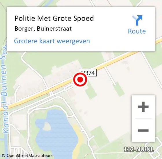 Locatie op kaart van de 112 melding: Politie Met Grote Spoed Naar Borger, Buinerstraat op 11 januari 2023 21:10
