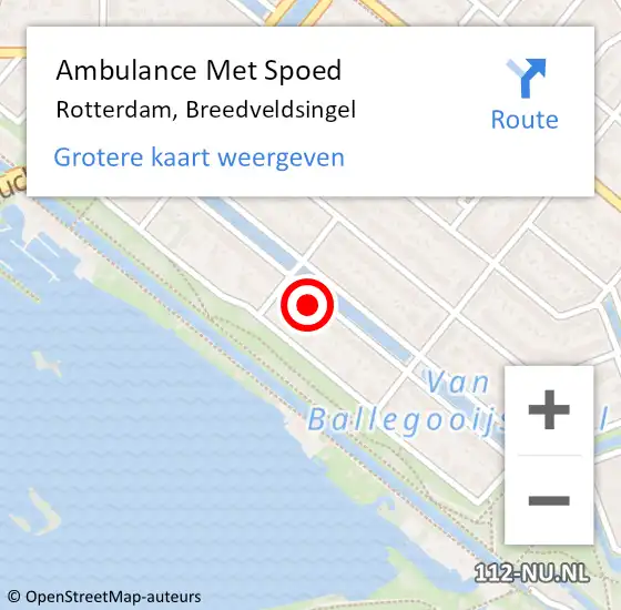 Locatie op kaart van de 112 melding: Ambulance Met Spoed Naar Rotterdam, Breedveldsingel op 11 januari 2023 22:21