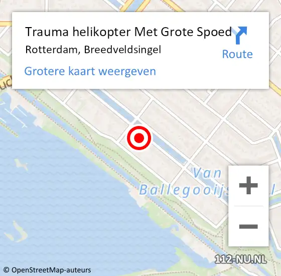 Locatie op kaart van de 112 melding: Trauma helikopter Met Grote Spoed Naar Rotterdam, Breedveldsingel op 11 januari 2023 22:22