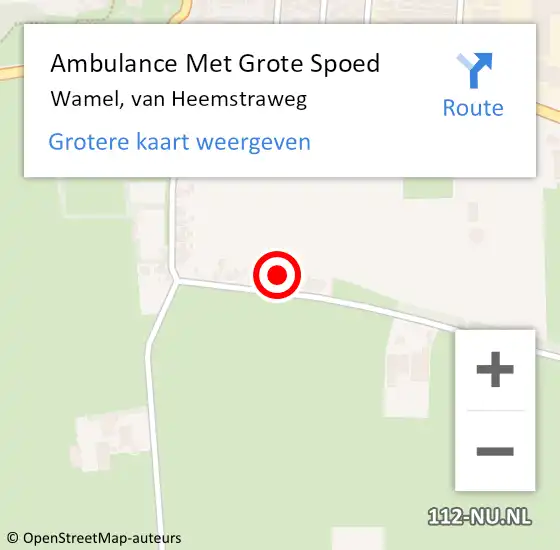 Locatie op kaart van de 112 melding: Ambulance Met Grote Spoed Naar Wamel, van Heemstraweg op 12 januari 2023 00:11