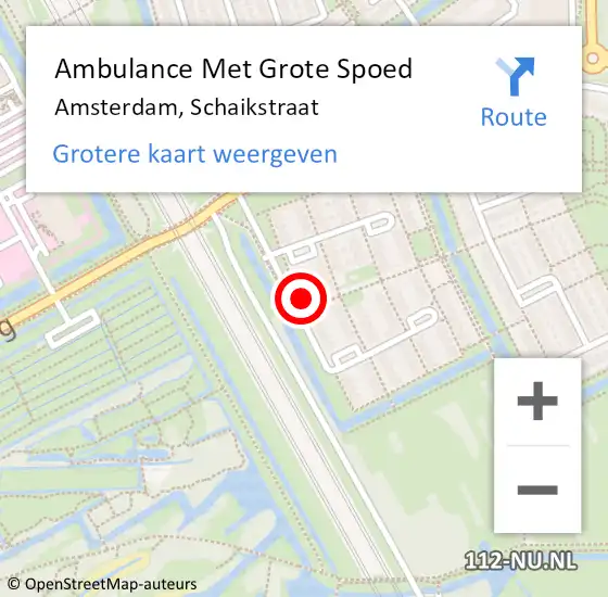 Locatie op kaart van de 112 melding: Ambulance Met Grote Spoed Naar Amsterdam, Schaikstraat op 12 januari 2023 04:49