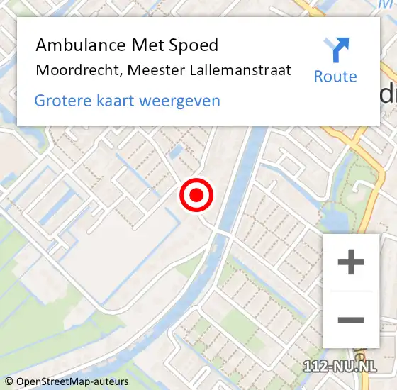 Locatie op kaart van de 112 melding: Ambulance Met Spoed Naar Moordrecht, Meester Lallemanstraat op 12 januari 2023 05:41