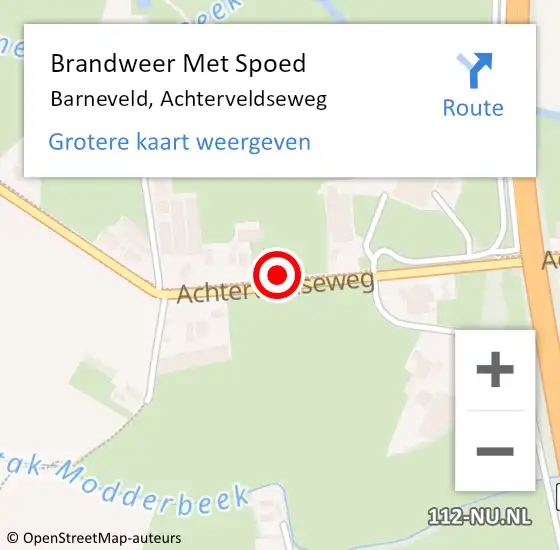 Locatie op kaart van de 112 melding: Brandweer Met Spoed Naar Barneveld, Achterveldseweg op 12 januari 2023 07:12