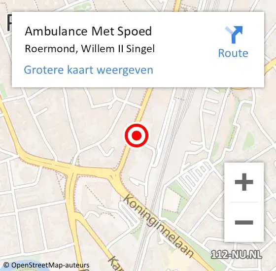 Locatie op kaart van de 112 melding: Ambulance Met Spoed Naar Roermond, Willem II Singel op 12 januari 2023 08:30
