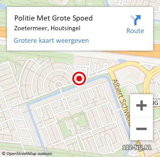 Locatie op kaart van de 112 melding: Politie Met Grote Spoed Naar Zoetermeer, Houtsingel op 12 januari 2023 08:44