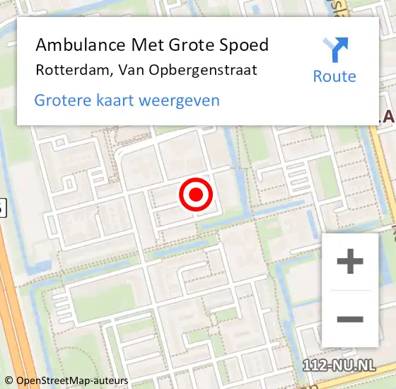 Locatie op kaart van de 112 melding: Ambulance Met Grote Spoed Naar Rotterdam, Van Opbergenstraat op 12 januari 2023 09:26