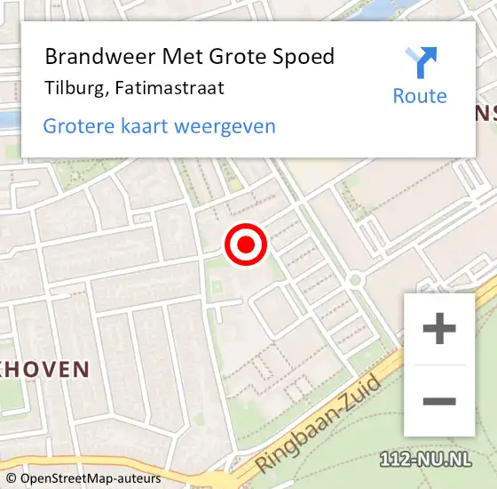 Locatie op kaart van de 112 melding: Brandweer Met Grote Spoed Naar Tilburg, Fatimastraat op 12 januari 2023 12:27