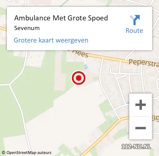 Locatie op kaart van de 112 melding: Ambulance Met Grote Spoed Naar Sevenum op 12 januari 2023 13:51
