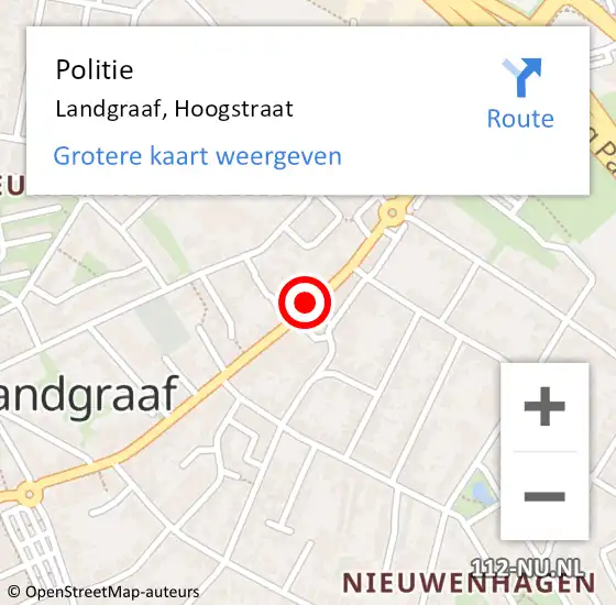 Locatie op kaart van de 112 melding: Politie Landgraaf, Hoogstraat op 12 januari 2023 14:49