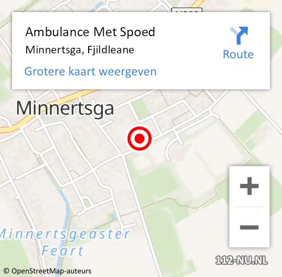 Locatie op kaart van de 112 melding: Ambulance Met Spoed Naar Minnertsga, Fjildleane op 12 januari 2023 16:57