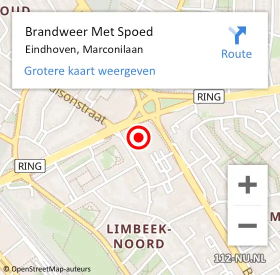 Locatie op kaart van de 112 melding: Brandweer Met Spoed Naar Eindhoven, Marconilaan op 12 januari 2023 18:28