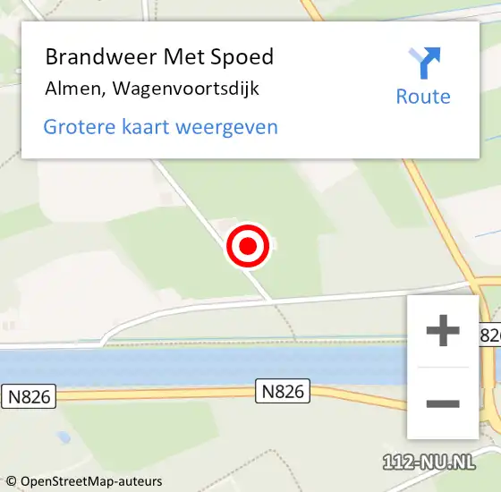 Locatie op kaart van de 112 melding: Brandweer Met Spoed Naar Almen, Wagenvoortsdijk op 11 oktober 2013 10:29