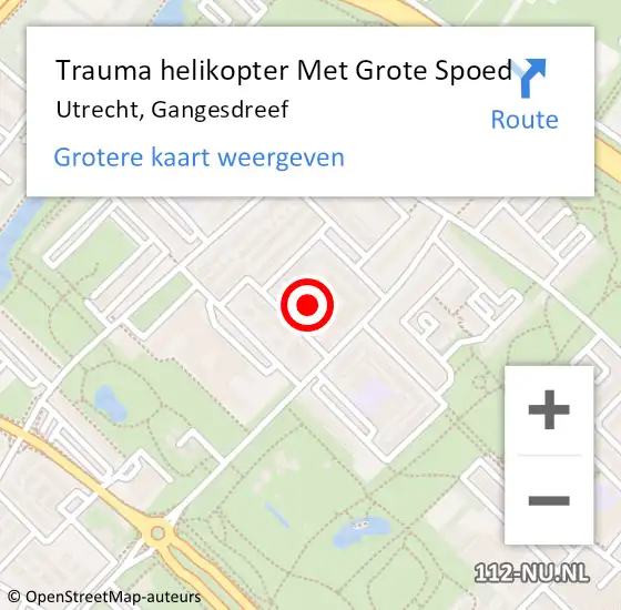 Locatie op kaart van de 112 melding: Trauma helikopter Met Grote Spoed Naar Utrecht, Gangesdreef op 12 januari 2023 21:01