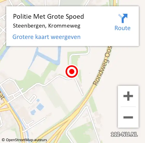 Locatie op kaart van de 112 melding: Politie Met Grote Spoed Naar Steenbergen, Krommeweg op 12 januari 2023 21:36