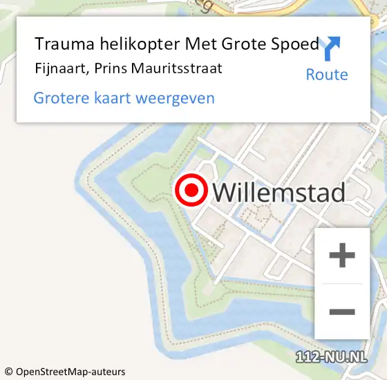 Locatie op kaart van de 112 melding: Trauma helikopter Met Grote Spoed Naar Fijnaart, Prins Mauritsstraat op 12 januari 2023 21:56