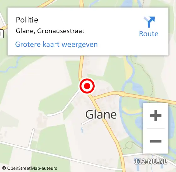 Locatie op kaart van de 112 melding: Politie Glane, Gronausestraat op 12 januari 2023 22:22