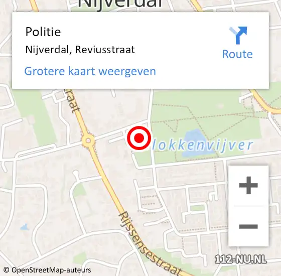 Locatie op kaart van de 112 melding: Politie Nijverdal, Reviusstraat op 12 januari 2023 22:55