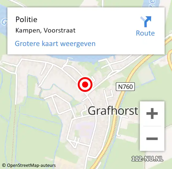 Locatie op kaart van de 112 melding: Politie Kampen, Voorstraat op 13 januari 2023 08:13