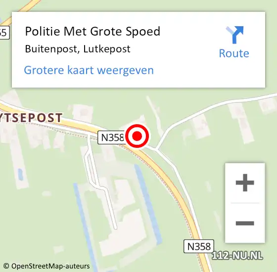 Locatie op kaart van de 112 melding: Politie Met Grote Spoed Naar Buitenpost, Lutkepost op 13 januari 2023 08:49