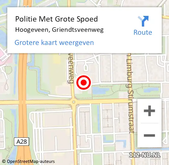 Locatie op kaart van de 112 melding: Politie Met Grote Spoed Naar Hoogeveen, Griendtsveenweg op 13 januari 2023 10:37