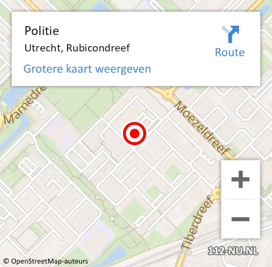 Locatie op kaart van de 112 melding: Politie Utrecht, Rubicondreef op 13 januari 2023 11:04