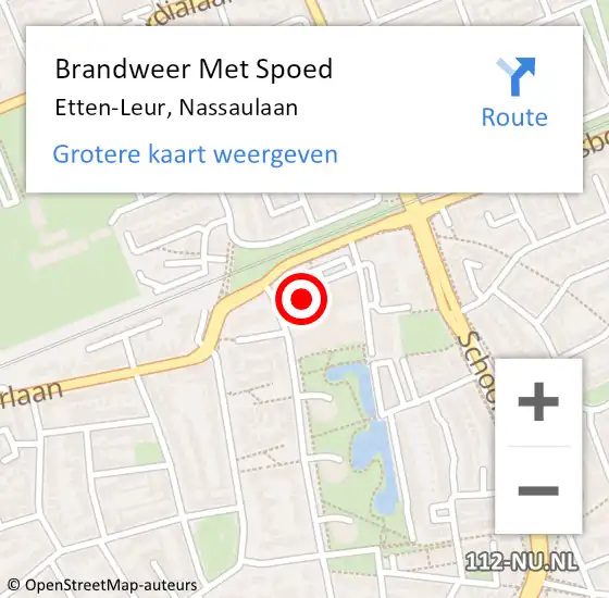 Locatie op kaart van de 112 melding: Brandweer Met Spoed Naar Etten-Leur, Nassaulaan op 13 januari 2023 11:15