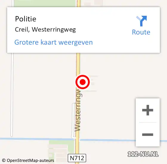 Locatie op kaart van de 112 melding: Politie Creil, Westerringweg op 13 januari 2023 11:43