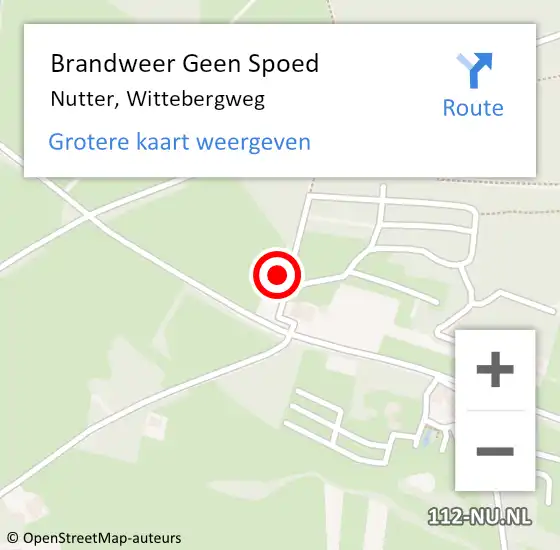 Locatie op kaart van de 112 melding: Brandweer Geen Spoed Naar Nutter, Wittebergweg op 13 januari 2023 13:07