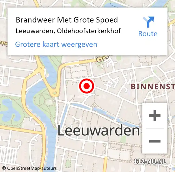 Locatie op kaart van de 112 melding: Brandweer Met Grote Spoed Naar Leeuwarden, Oldehoofsterkerkhof op 13 januari 2023 14:21