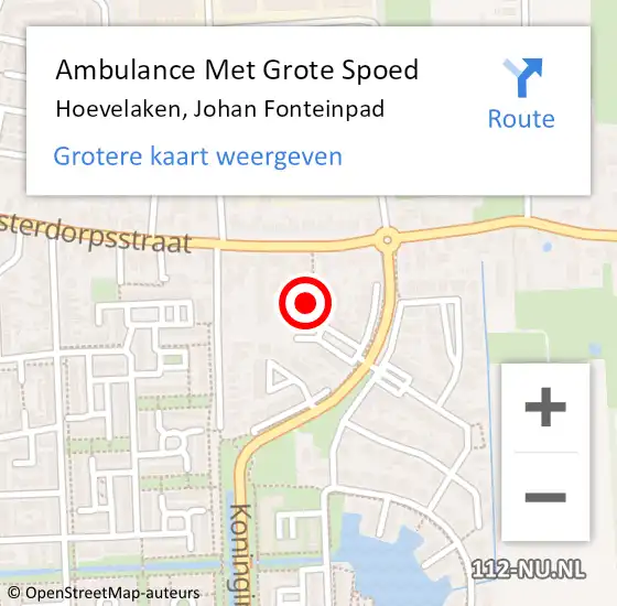 Locatie op kaart van de 112 melding: Ambulance Met Grote Spoed Naar Hoevelaken, Johan Fonteinpad op 13 januari 2023 15:15