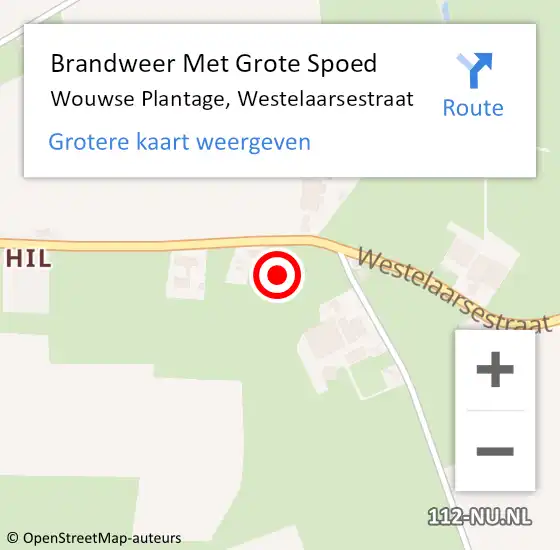 Locatie op kaart van de 112 melding: Brandweer Met Grote Spoed Naar Wouwse Plantage, Westelaarsestraat op 13 januari 2023 16:58