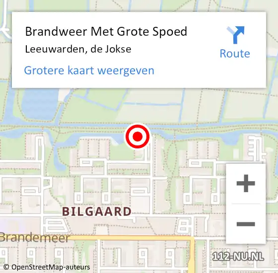 Locatie op kaart van de 112 melding: Brandweer Met Grote Spoed Naar Leeuwarden, de Jokse op 13 januari 2023 17:22