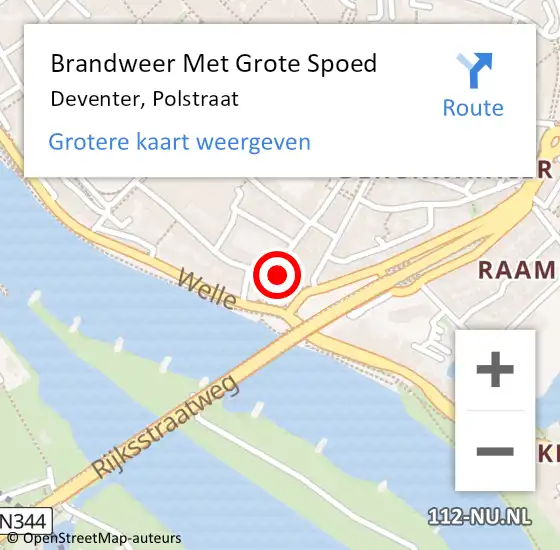 Locatie op kaart van de 112 melding: Brandweer Met Grote Spoed Naar Deventer, Polstraat op 13 januari 2023 18:17