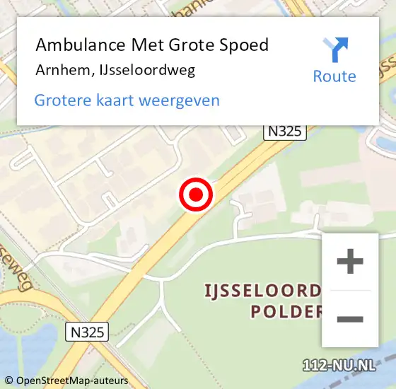 Locatie op kaart van de 112 melding: Ambulance Met Grote Spoed Naar Arnhem, IJsseloordweg op 13 januari 2023 23:27