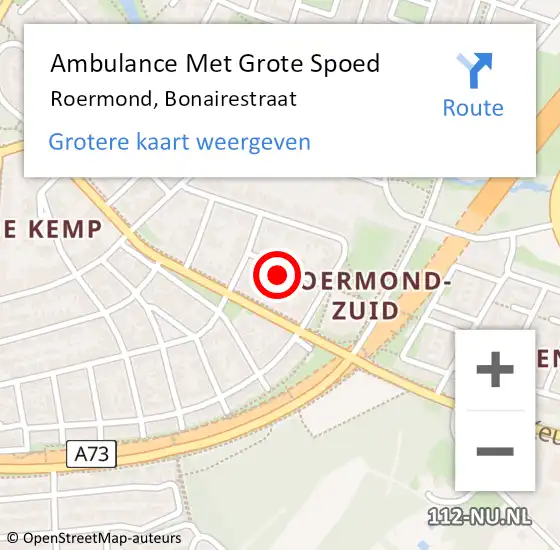 Locatie op kaart van de 112 melding: Ambulance Met Grote Spoed Naar Roermond, Bonairestraat op 14 januari 2023 00:00