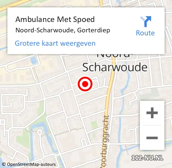 Locatie op kaart van de 112 melding: Ambulance Met Spoed Naar Noord-Scharwoude, Gorterdiep op 12 augustus 2014 06:14