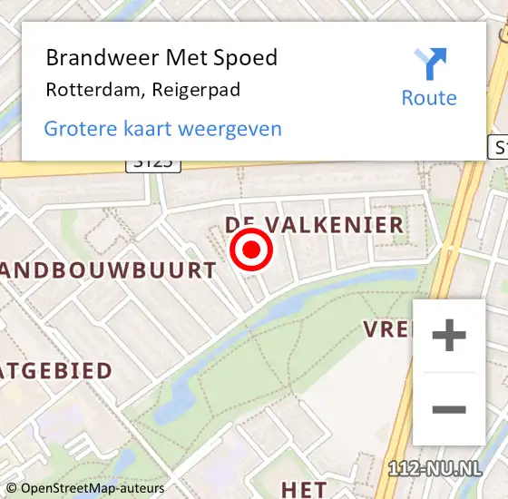 Locatie op kaart van de 112 melding: Brandweer Met Spoed Naar Rotterdam, Reigerpad op 14 januari 2023 03:39