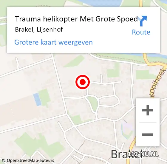 Locatie op kaart van de 112 melding: Trauma helikopter Met Grote Spoed Naar Brakel, Lijsenhof op 14 januari 2023 04:34