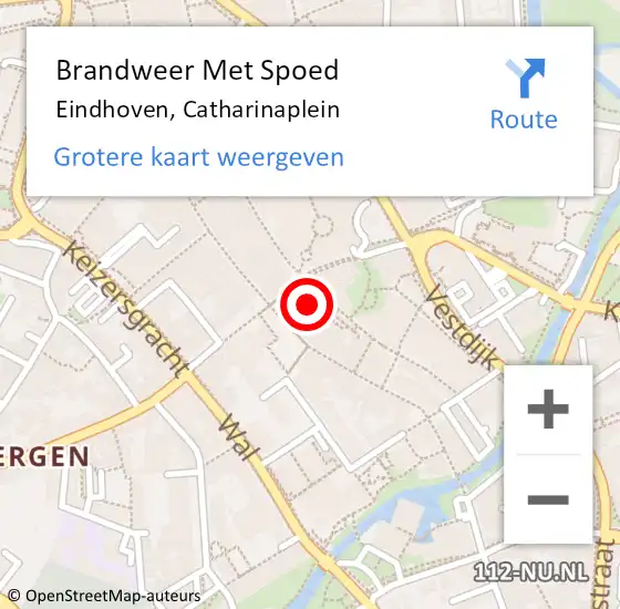 Locatie op kaart van de 112 melding: Brandweer Met Spoed Naar Eindhoven, Catharinaplein op 14 januari 2023 10:45