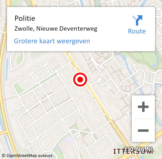 Locatie op kaart van de 112 melding: Politie Zwolle, Nieuwe Deventerweg op 14 januari 2023 11:27