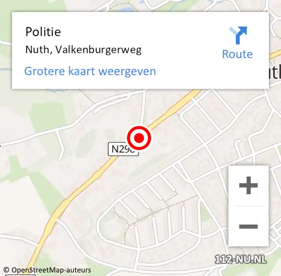 Locatie op kaart van de 112 melding: Politie Nuth, Valkenburgerweg op 14 januari 2023 11:38