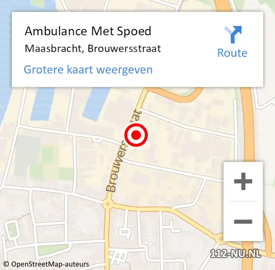 Locatie op kaart van de 112 melding: Ambulance Met Spoed Naar Maasbracht, Brouwersstraat op 14 januari 2023 12:52