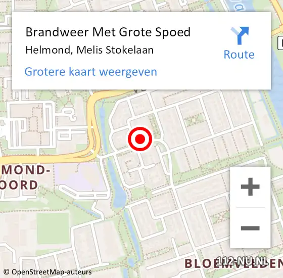 Locatie op kaart van de 112 melding: Brandweer Met Grote Spoed Naar Helmond, Melis Stokelaan op 14 januari 2023 12:53