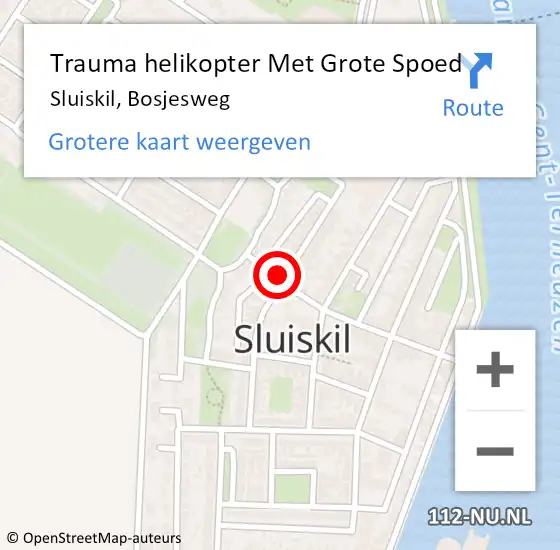 Locatie op kaart van de 112 melding: Trauma helikopter Met Grote Spoed Naar Sluiskil, Bosjesweg op 14 januari 2023 13:06